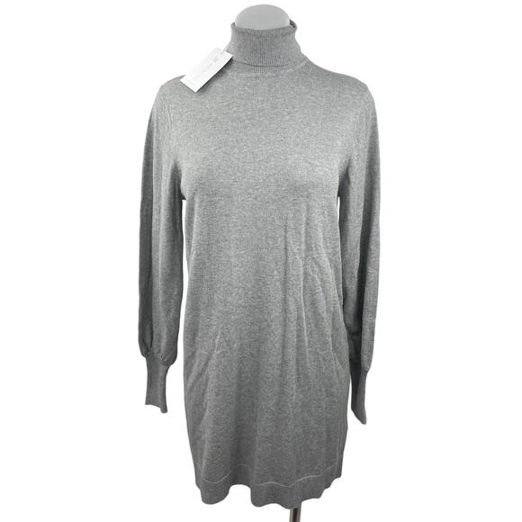 Wayf NWT Gray Wool Blend Turtleneck Long Sleeve Pullover Mini Sweater Dress S - Picture 1 of 4